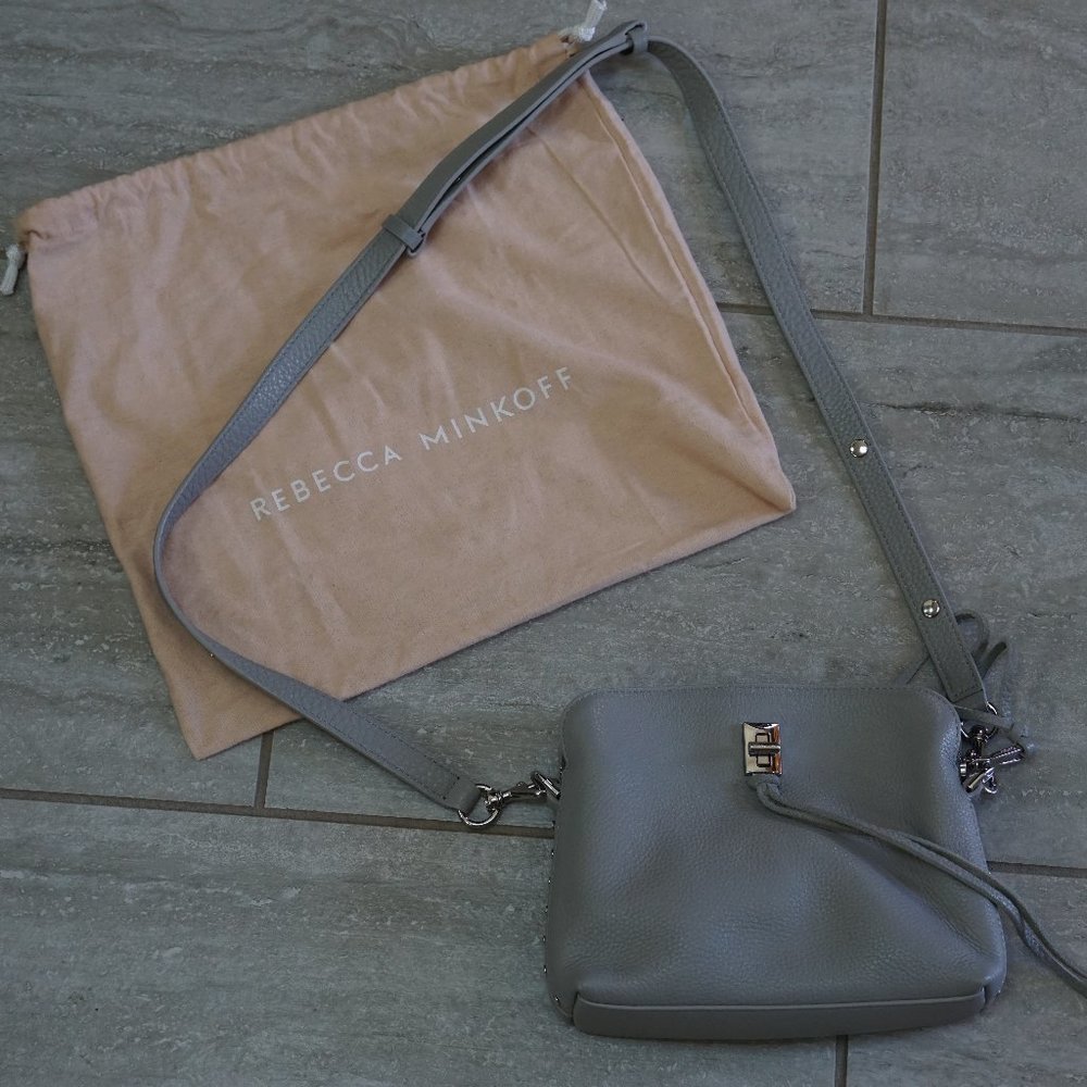 Rebecca Minkoff Darren Shoulder Small Crossbody Bag Grey Leather Silver Hardware